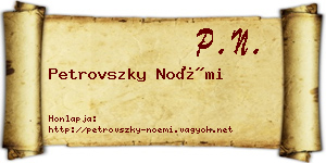 Petrovszky Noémi névjegykártya